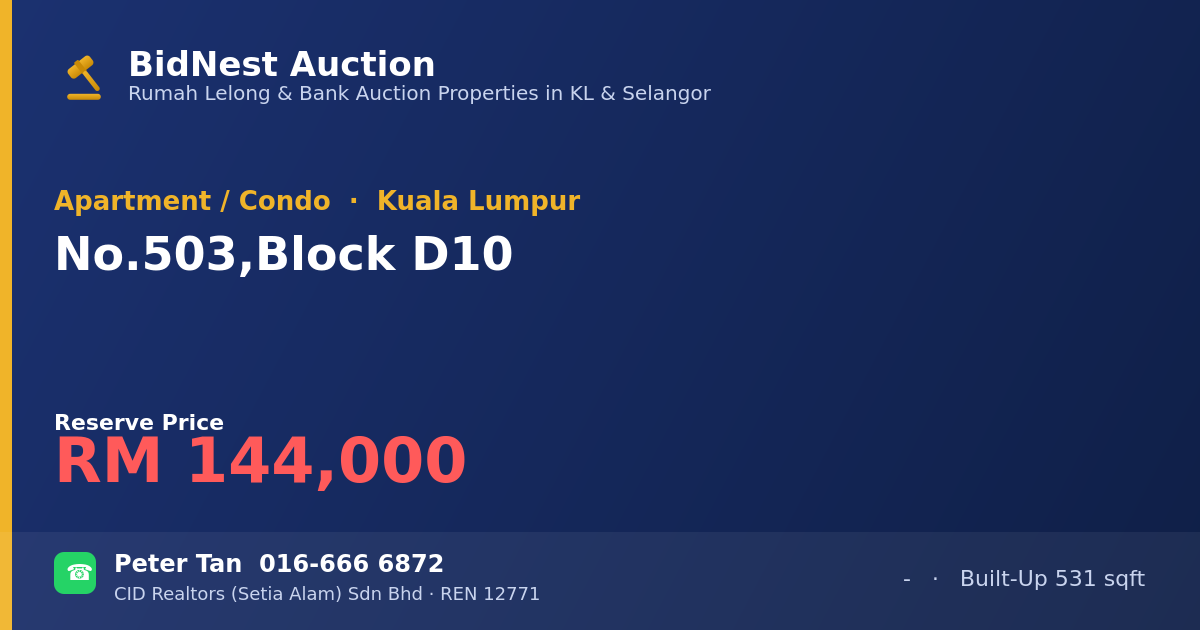 Apartment / Condo · No. 503, Block D10