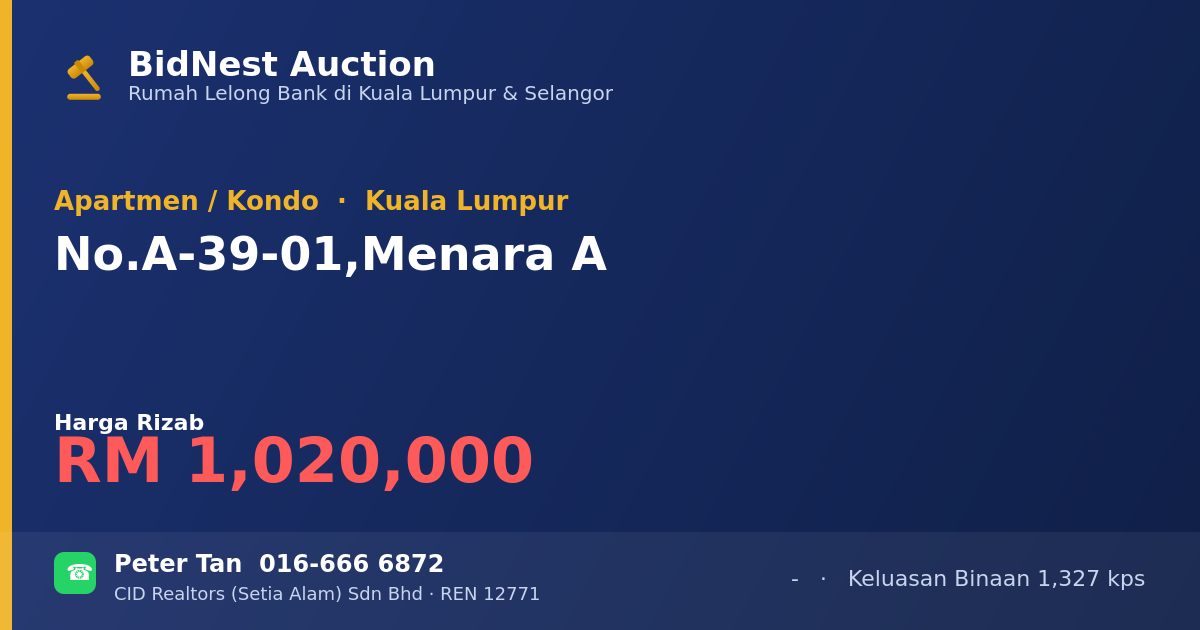 Apartmen / Kondo · No. A-39-01, Menara A