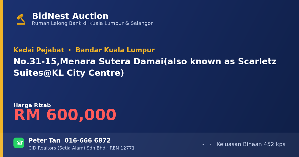 Kedai Pejabat · No. 31-15, Menara Sutera Damai (also known as Scarletz Suites @ KL City Centre)