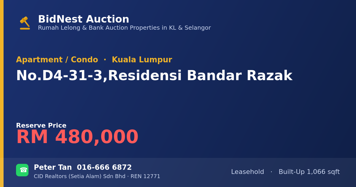 Apartment / Condo · No. D4-31-3, Residensi Bandar Razak