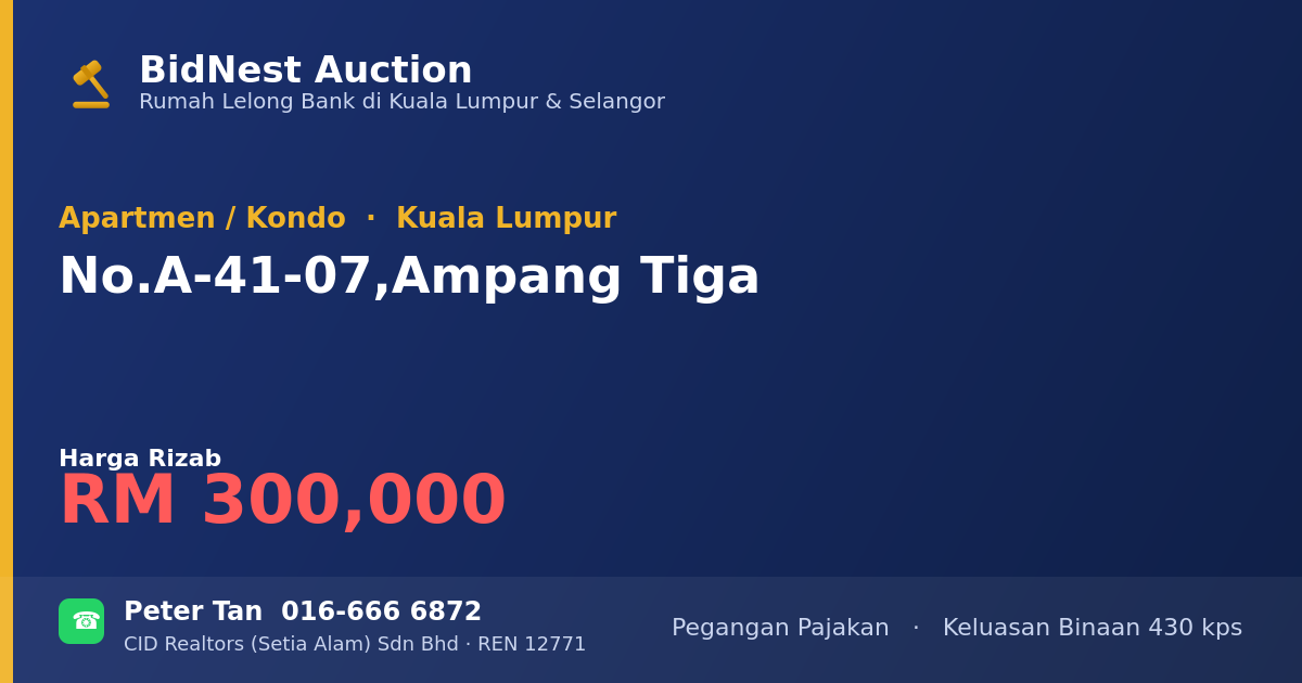 Apartmen / Kondo · No. A-41-07, Ampang Tiga