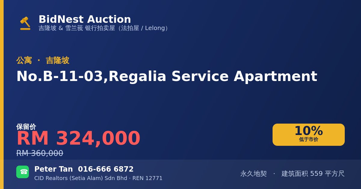 公寓 · No. B-11-03, Regalia Service Apartment