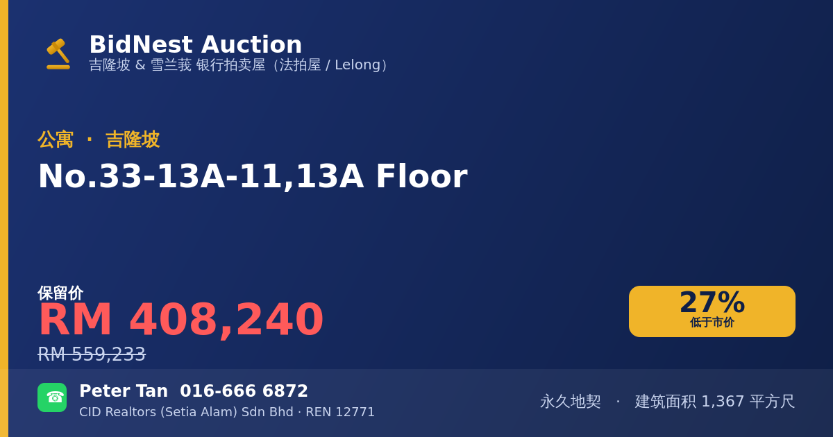 公寓 · No. 33-13A-11, 13A Floor