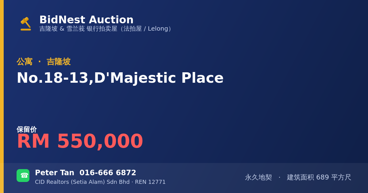 公寓 · No. 18-13, D'Majestic Place