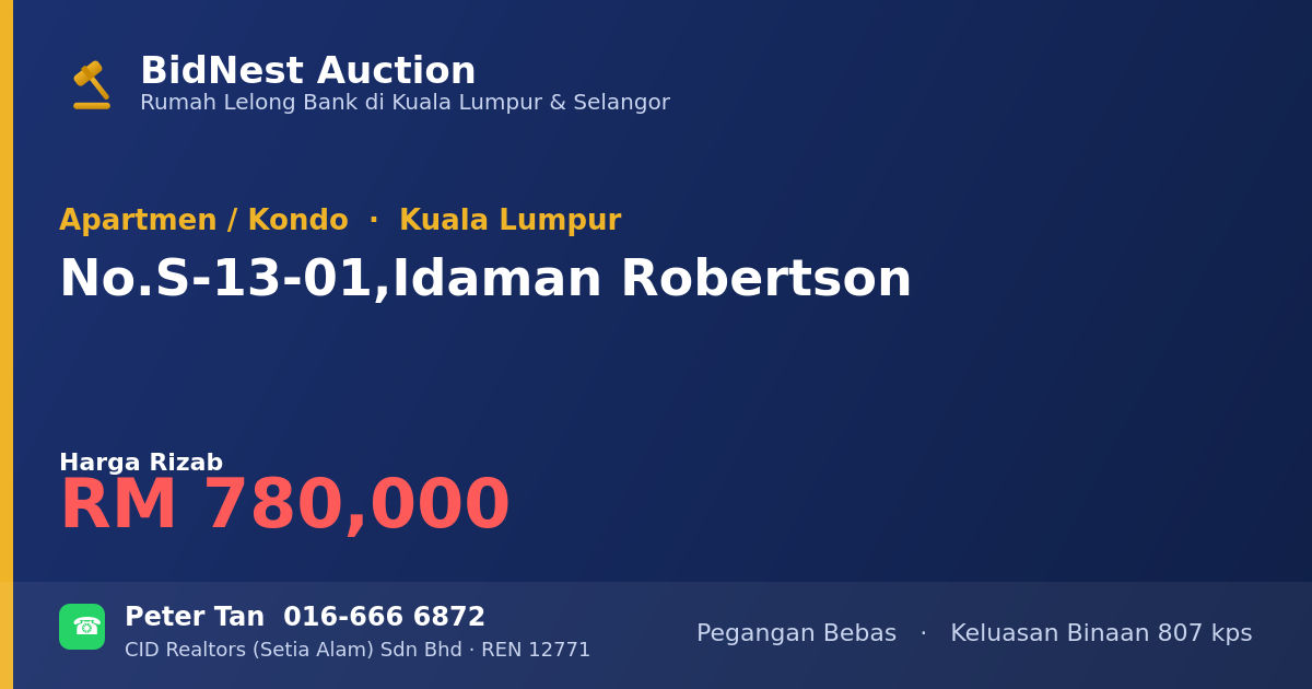 Apartmen / Kondo · No. S-13-01, Idaman Robertson