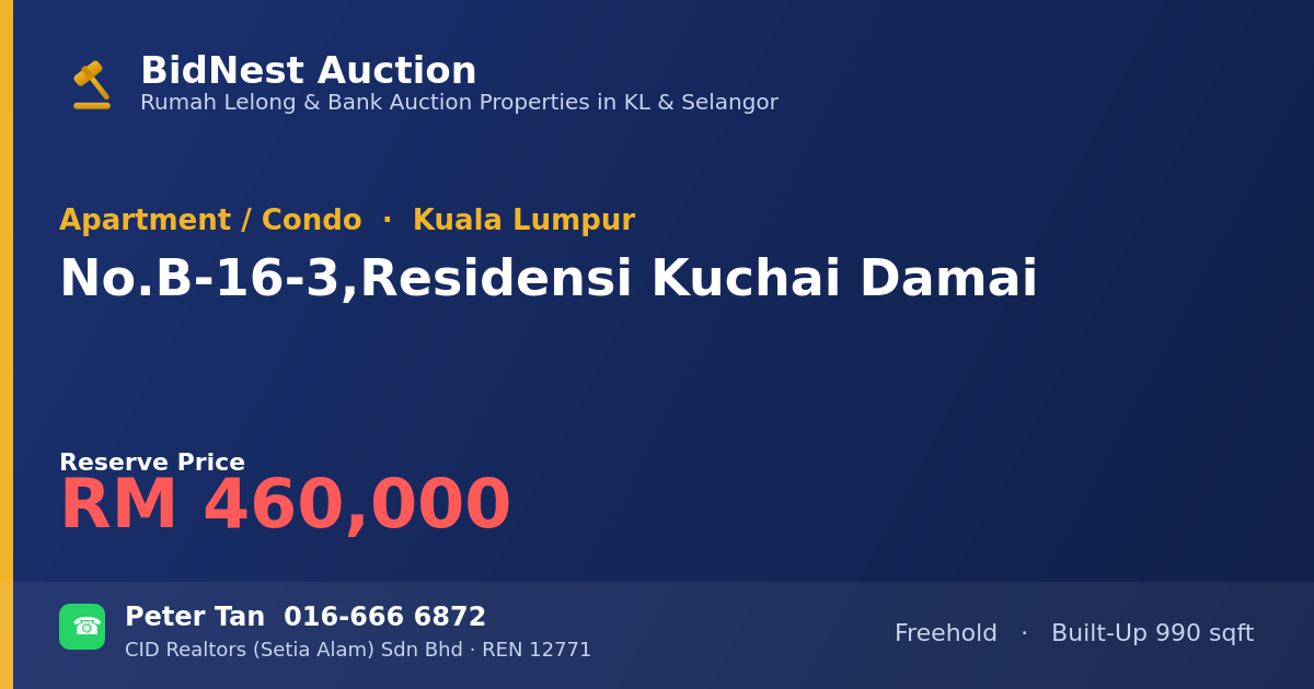 Apartment / Condo · No. B-16-3, Residensi Kuchai Damai