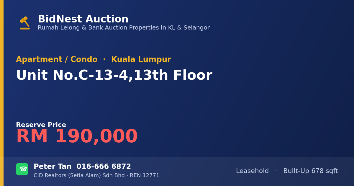 Apartment / Condo · Unit No. C-13-4, 13th Floor