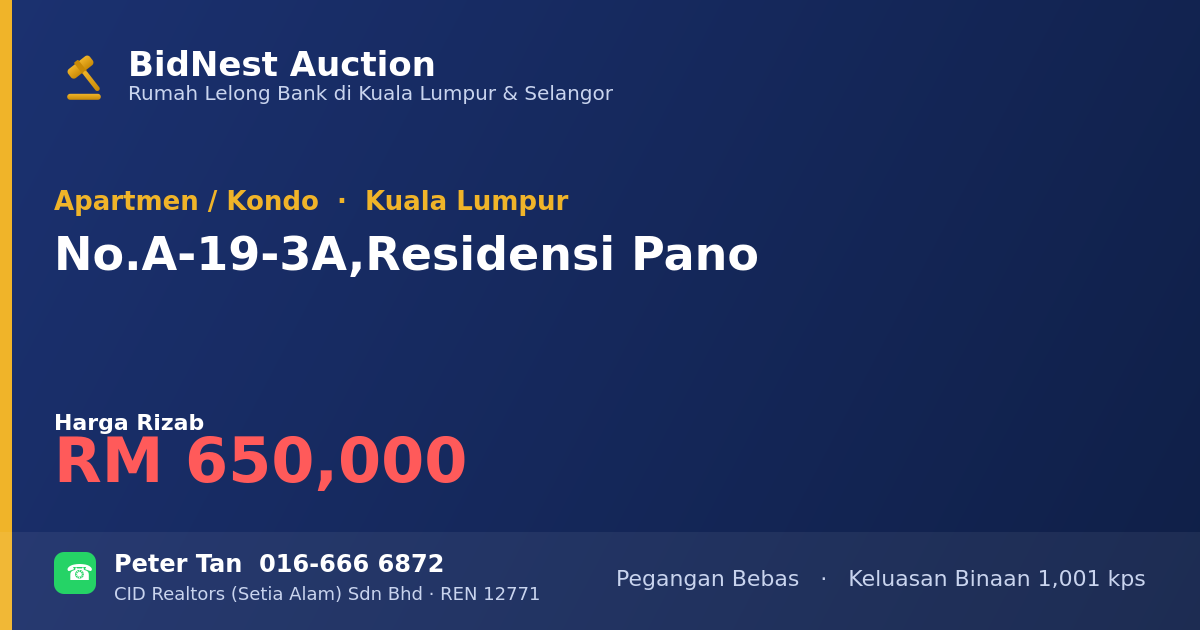 Apartmen / Kondo · No. A-19-3A, Residensi Pano