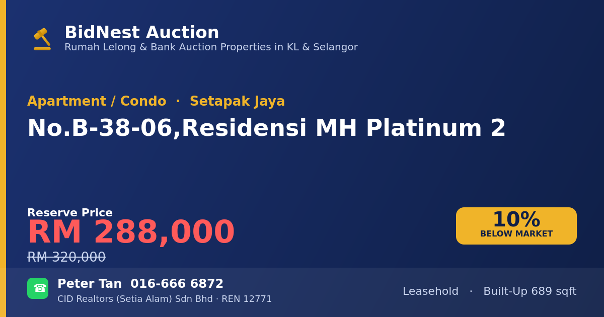 Apartment / Condo · No. B-38-06, Residensi MH Platinum 2