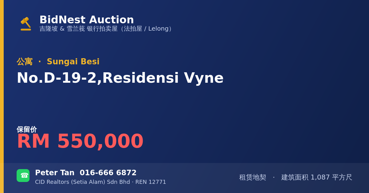 公寓 · No. D-19-2, Residensi Vyne