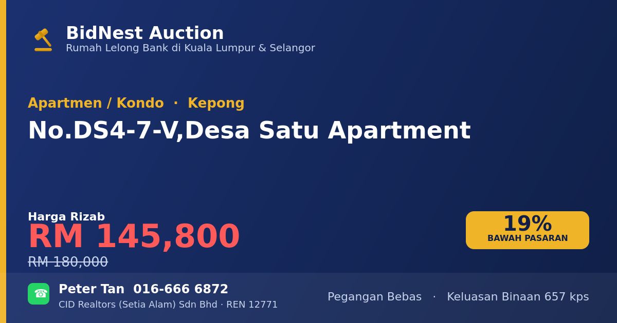 Apartmen / Kondo · No. DS4-7-V, Desa Satu Apartment