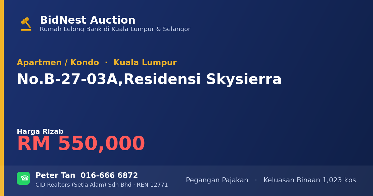 Apartmen / Kondo · No. B-27-03A, Residensi Skysierra