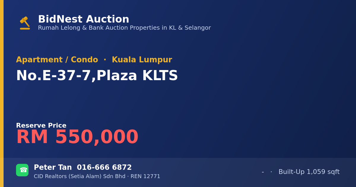 Apartment / Condo · No. E-37-7, Plaza KLTS
