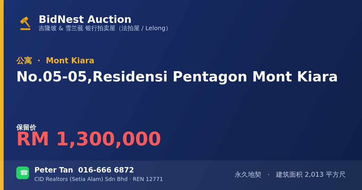 公寓 · No. 05-05, Residensi Pentagon Mont Kiara