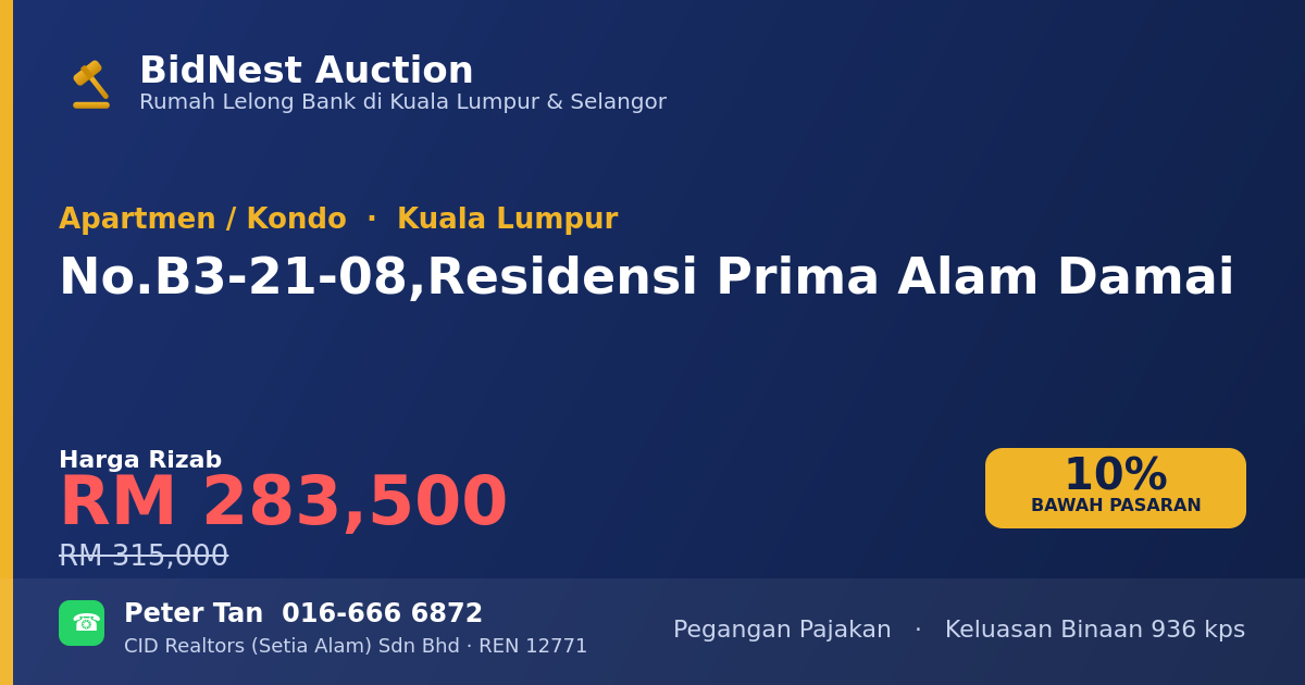 Apartmen / Kondo · No. B3-21-08, Residensi Prima Alam Damai