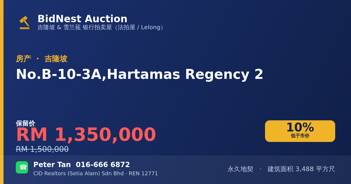 房产 · No. B-10-3A, Hartamas Regency 2
