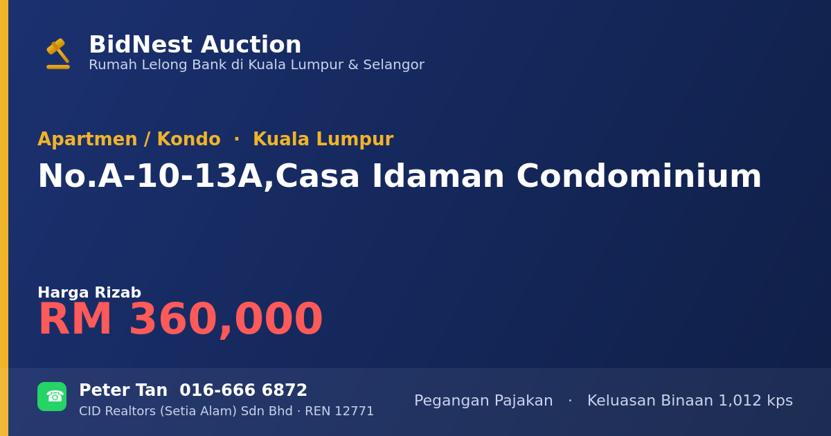 Apartmen / Kondo · No. A-10-13A, Casa Idaman Condominium