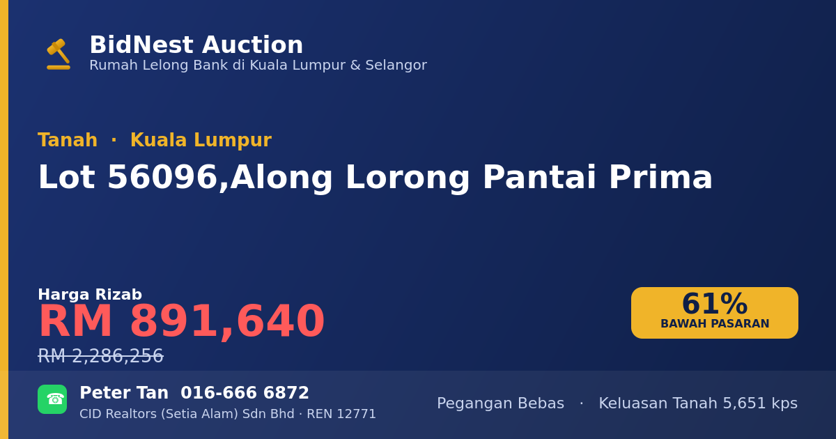 Tanah · Lot 56096, Along Lorong Pantai Prima