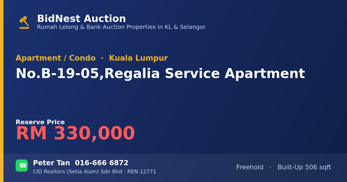 Apartment / Condo · No. B-19-05, Regalia Service Apartment