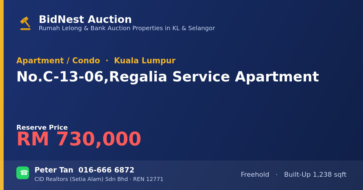 Apartment / Condo · No. C-13-06, Regalia Service Apartment