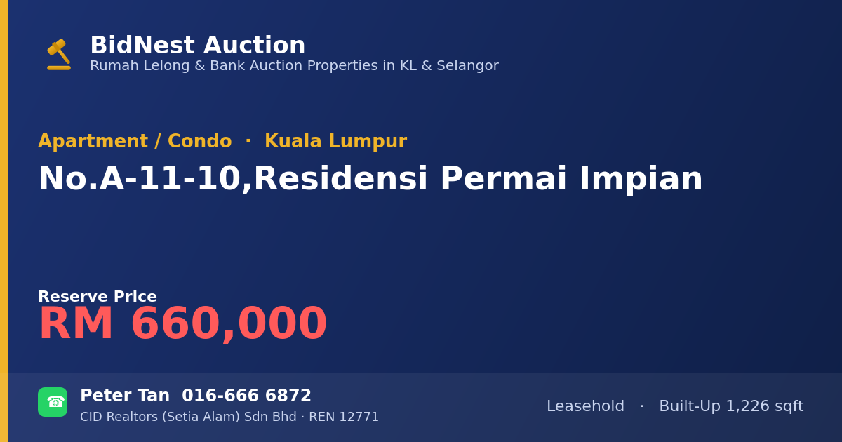 Apartment / Condo · No. A-11-10, Residensi Permai Impian