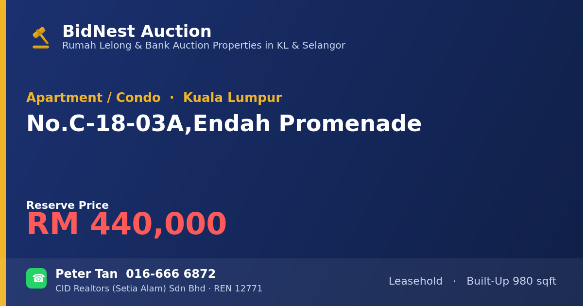 Apartment / Condo · No. C-18-03A, Endah Promenade