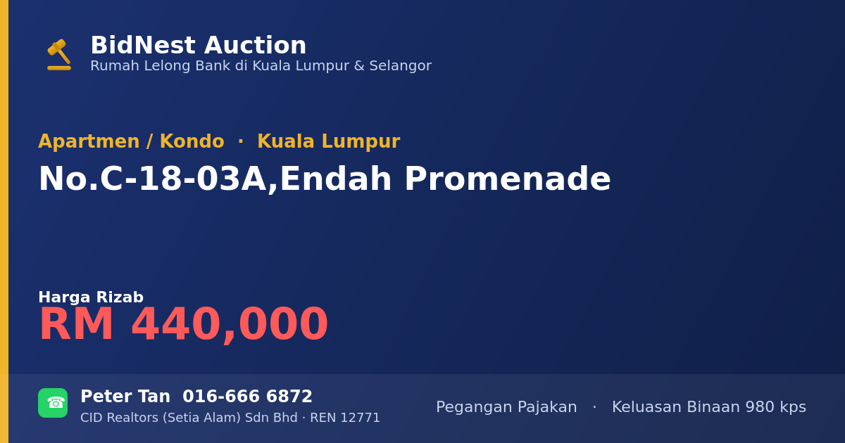 Apartmen / Kondo · No. C-18-03A, Endah Promenade
