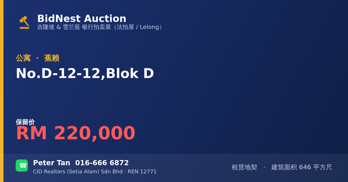 公寓 · No. D-12-12, Blok D