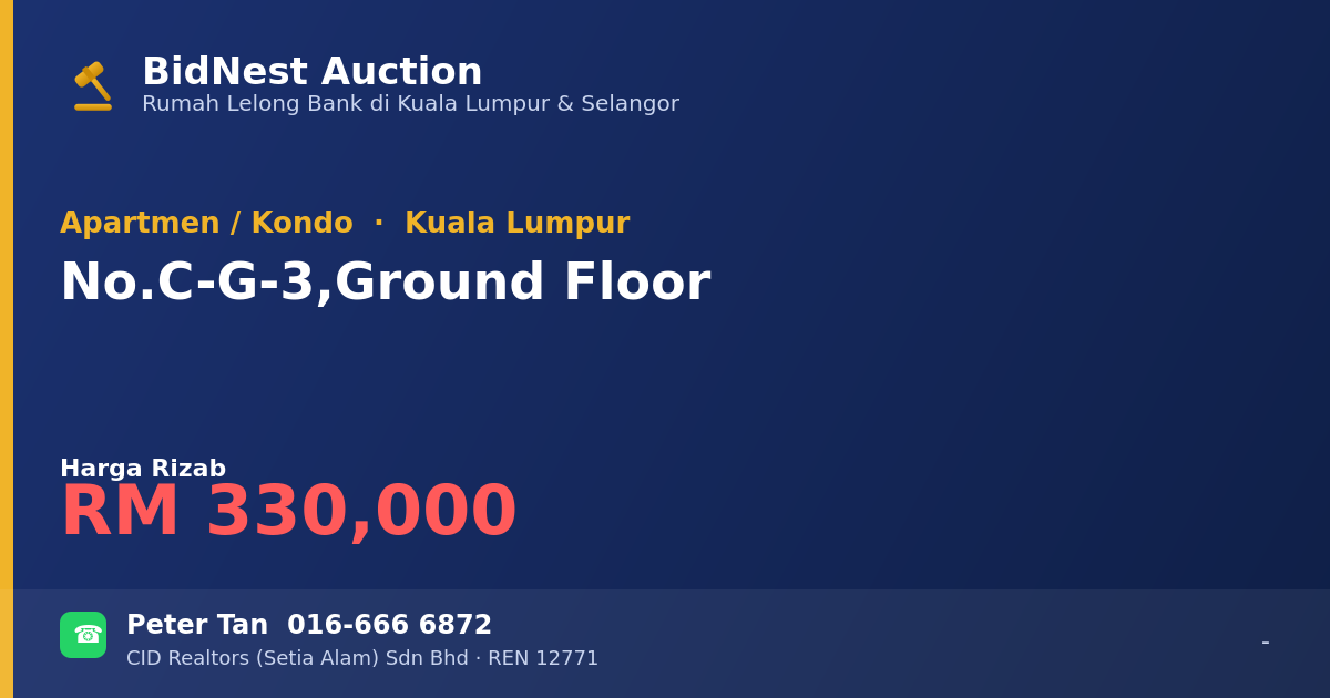 Apartmen / Kondo · No. C-G-3, Ground Floor