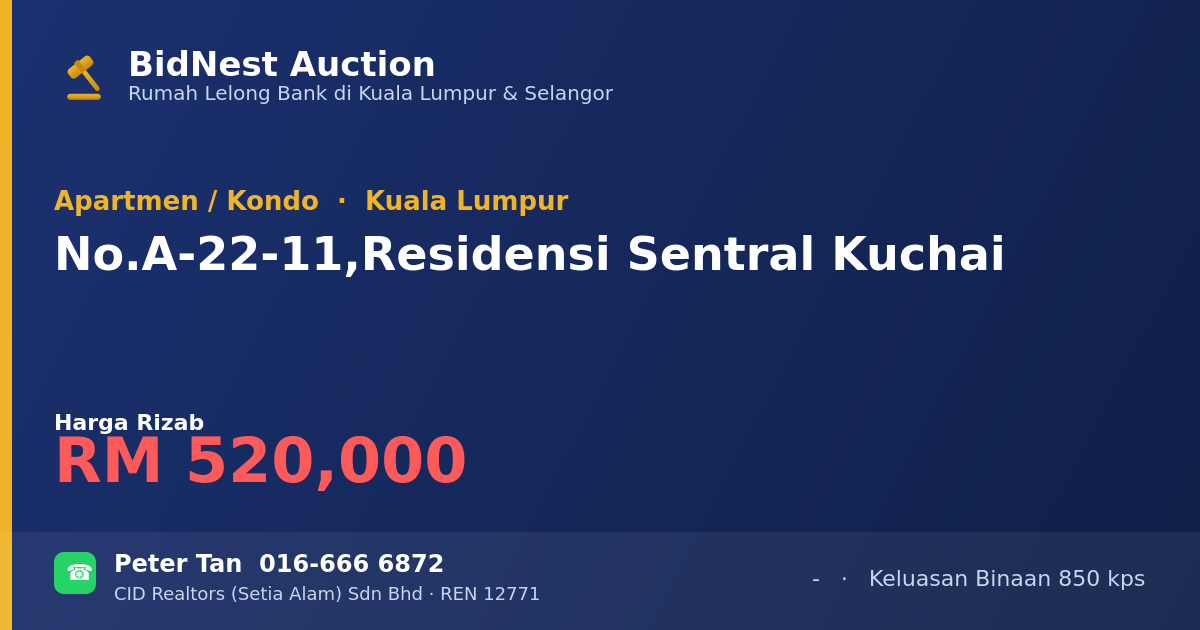 Apartmen / Kondo · No. A-22-11, Residensi Sentral Kuchai