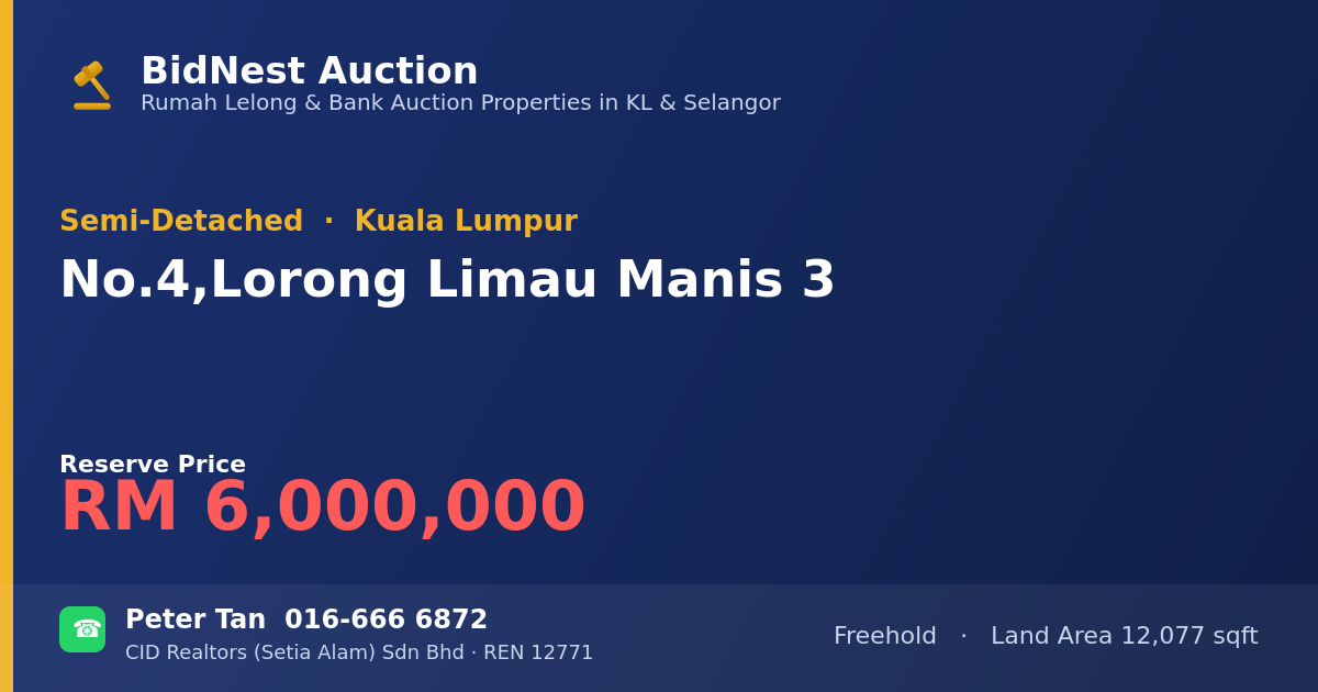 Semi-Detached · No. 4, Lorong Limau Manis 3