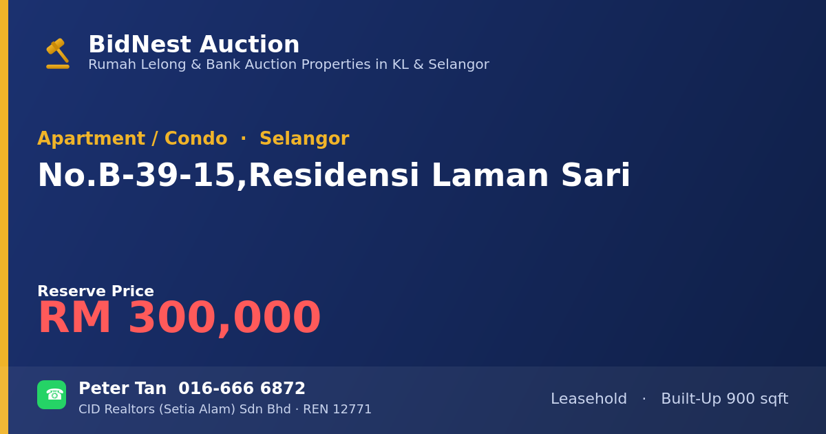 Apartment / Condo · No. B-39-15, Residensi Laman Sari