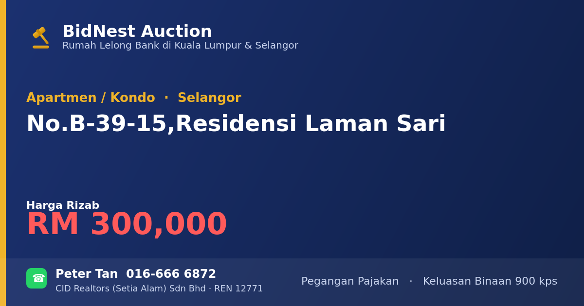 Apartmen / Kondo · No. B-39-15, Residensi Laman Sari