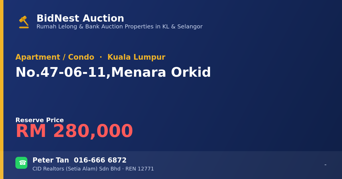 Apartment / Condo · No. 47-06-11, Menara Orkid