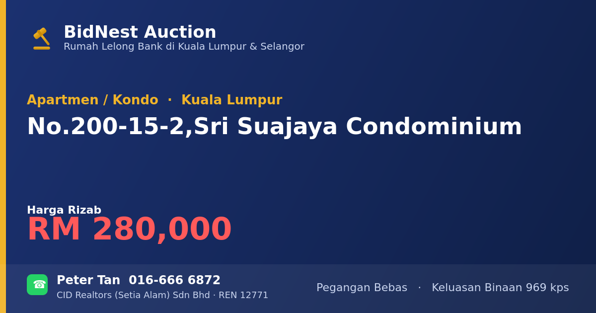 Apartmen / Kondo · No. 200-15-2, Sri Suajaya Condominium