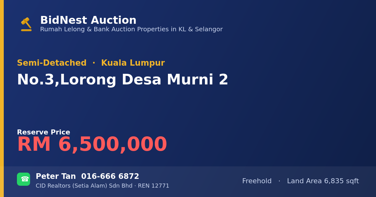Semi-Detached · No. 3, Lorong Desa Murni 2