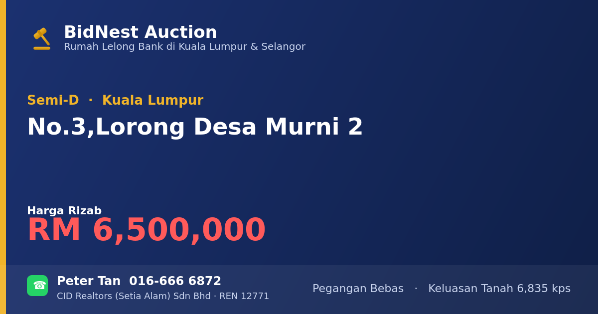 Semi-D · No. 3, Lorong Desa Murni 2