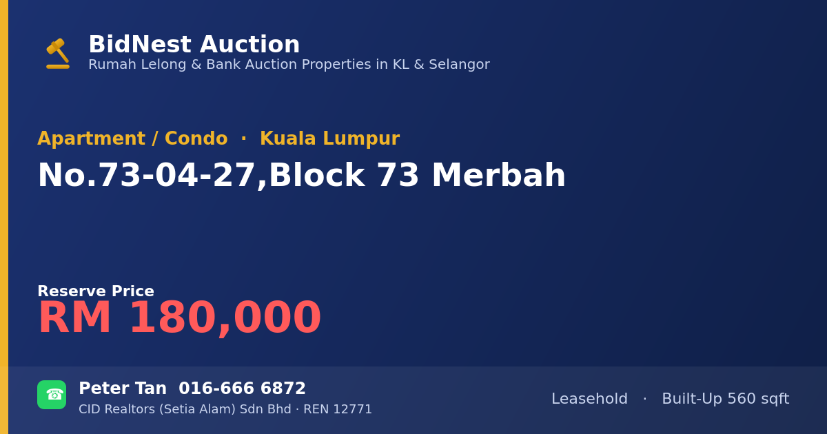 Apartment / Condo · No. 73-04-27, Block 73 Merbah