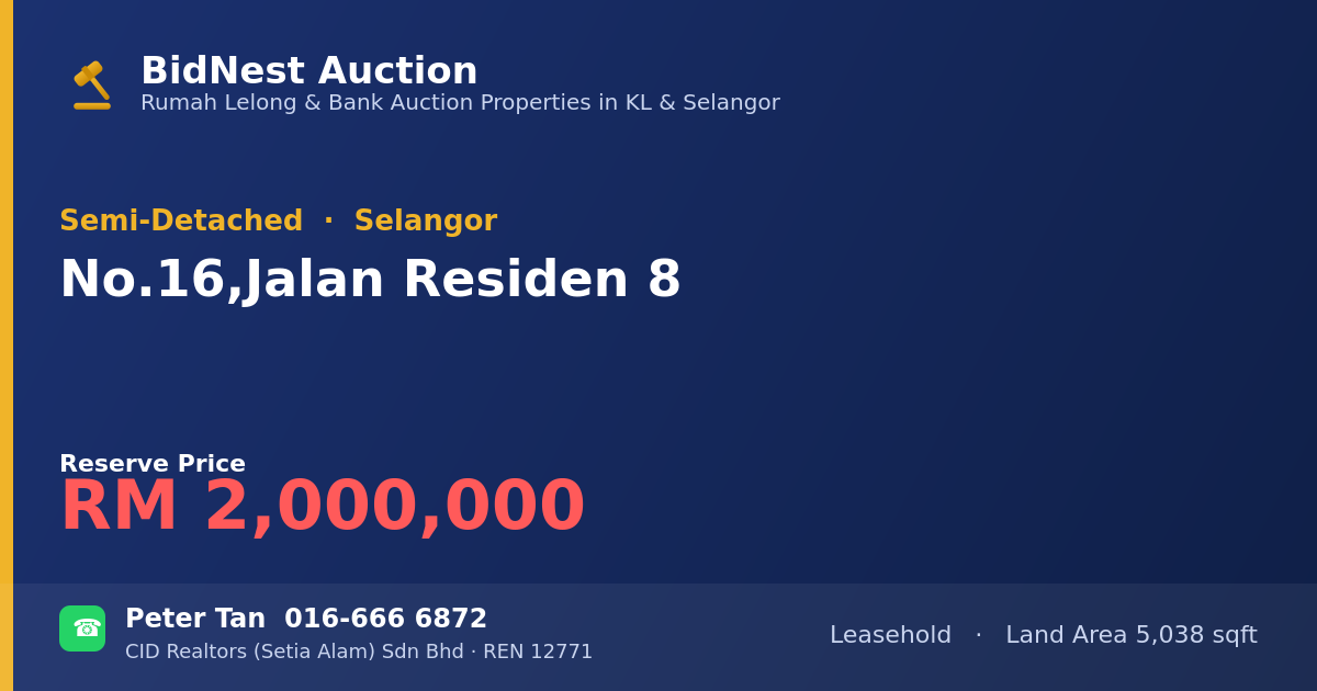 Semi-Detached · No. 16, Jalan Residen 8