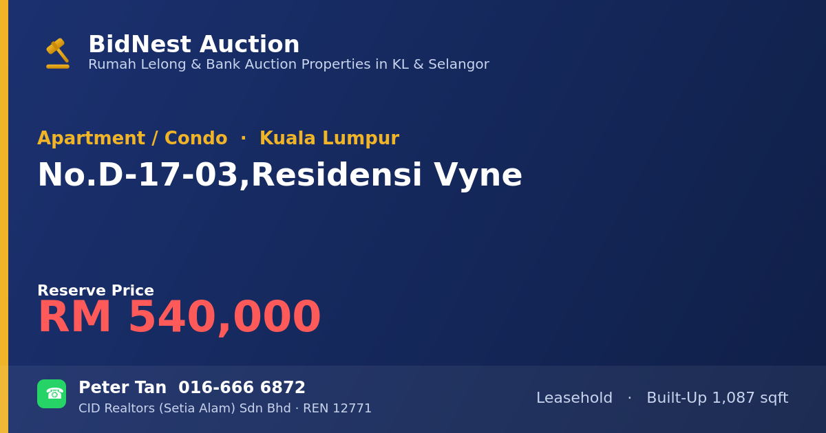 Apartment / Condo · No. D-17-03, Residensi Vyne