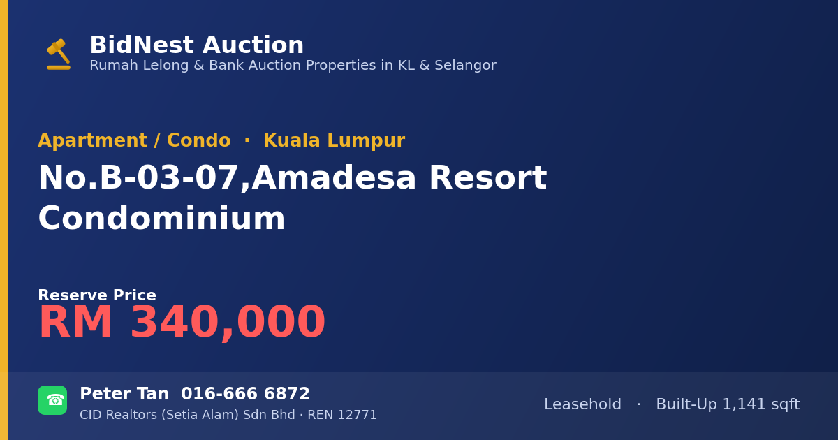 Apartment / Condo · No. B-03-07, Amadesa Resort Condominium