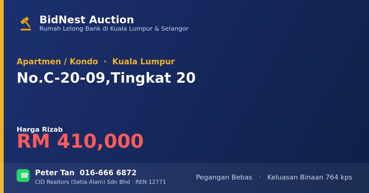 Apartmen / Kondo · No. C-20-09, Tingkat 20