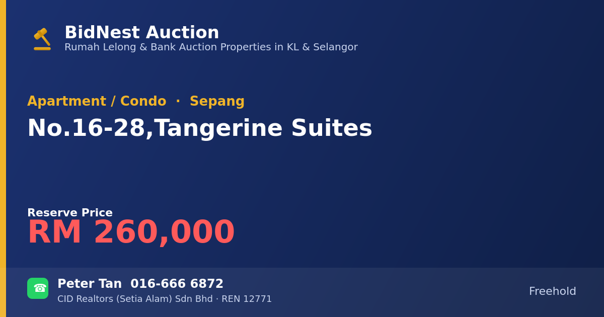 Apartment / Condo · No. 16-28, Tangerine Suites