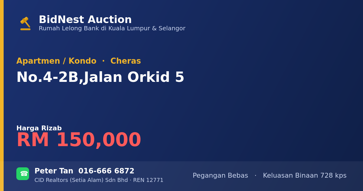 Apartmen / Kondo · No. 4-2B, Jalan Orkid 5