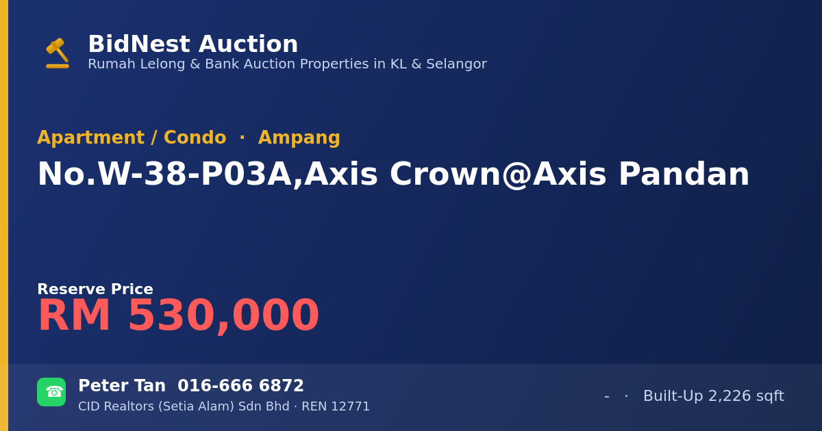 Apartment / Condo · No. W-38-P03A, Axis Crown @ Axis Pandan