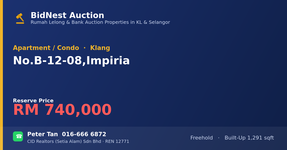 Apartment / Condo · No. B-12-08, Impiria