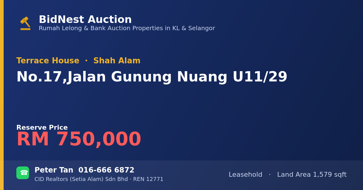 Terrace House · No. 17, Jalan Gunung Nuang U11/29