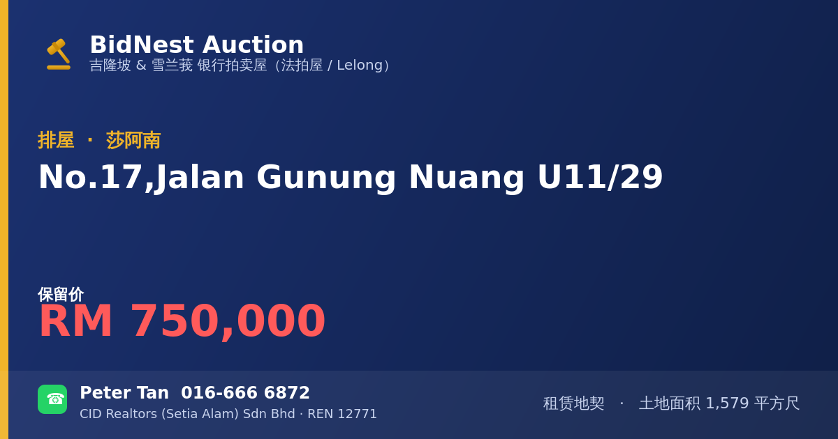 排屋 · No. 17, Jalan Gunung Nuang U11/29