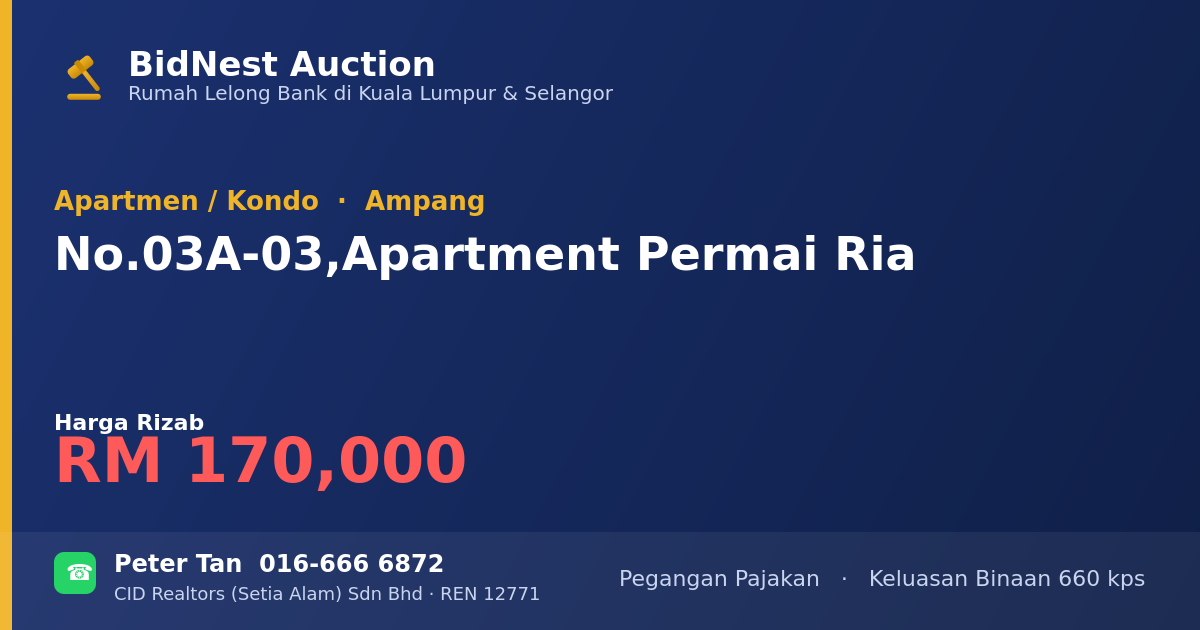 Apartmen / Kondo · No. 03A-03, Apartment Permai Ria