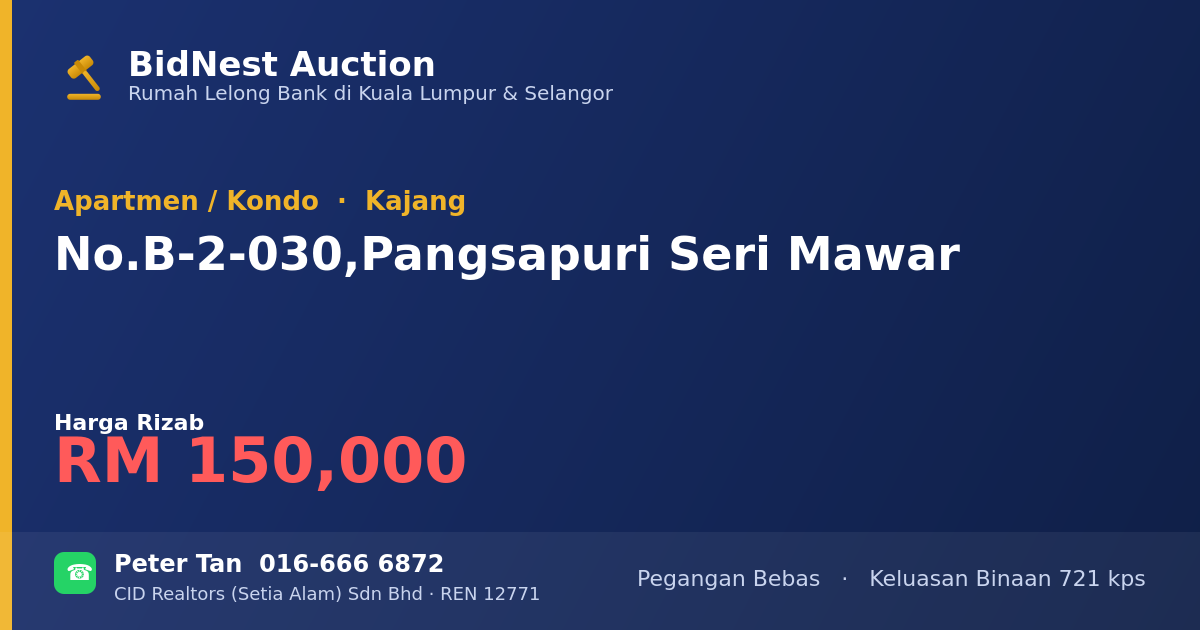 Apartmen / Kondo · No. B-2-030, Pangsapuri Seri Mawar